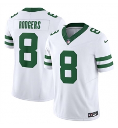 Men New York Jets 8 Aaron Rodgers White 2023 F U S E  Vapor Limited Throwback Stitched Football Jersey