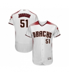 Men Arizona Diamondbacks 51 Randy Johnson White Home Authentic Collection Flex Base Baseball Jersey