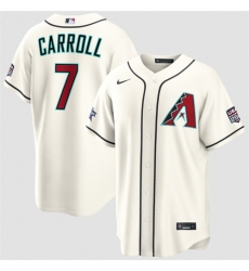 Men Arizona Diamondbacks  7 Corbin Carroll Cream 2026 All Star Game   USA 250 Patch Stitched Baseball Jersey