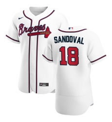 Men Atlanta Braves 18 Pablo Sandoval Men Nike White Home 2020 Flex Base Player MLB Jersey