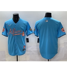 Men Atlanta Braves Blank Blue 2024 Atliens  26 Peach With Outkast Patch Vapor Limited Stitched Baseball Jersey Men Atlanta Braves Blank Blue 2024 Atliens  26 Peach With Outkast Patch Vapor Limited Stitched Baseball Jersey