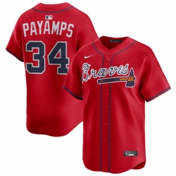 Men Atlanta Braves Nike Alternate Limited Jersey Red Payamps Joel 34