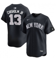 Men New York Yankees #13 Chisholm Jr Black Cool Base Stitched jersey