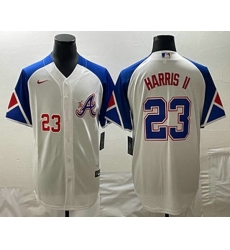 Men's Atlanta Braves #23 Michael Harris II Number White 2023 City Connect Cool Base Stitched Jerseys