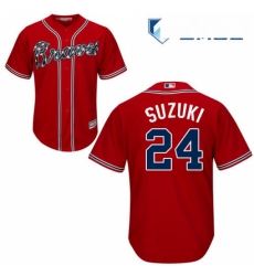 Mens Majestic Atlanta Braves 24 Kurt Suzuki Replica Red Alternate Cool Base MLB Jersey