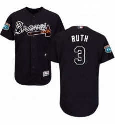 Mens Majestic Atlanta Braves 3 Babe Ruth Navy Blue Alternate Flex Base Authentic Collection MLB Jersey