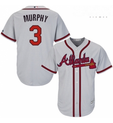 Mens Majestic Atlanta Braves 3 Dale Murphy Replica Grey Road Cool Base MLB Jersey