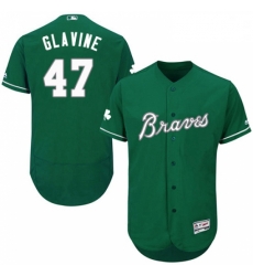 Mens Majestic Atlanta Braves 47 Tom Glavine Green Celtic Flexbase Authentic Collection MLB Jersey