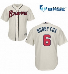 Mens Majestic Atlanta Braves 6 Bobby Cox Replica Cream Alternate 2 Cool Base MLB Jersey