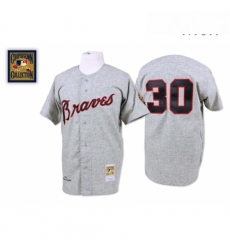 Mens Mitchell and Ness 1969 Atlanta Braves 30 Orlando Cepeda Authentic Grey Throwback MLB Jersey