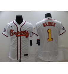 Men's Nike Atlanta Braves #1 Ozzie Albies White Gold Champions MLB Jersey