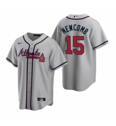 Mens Nike Atlanta Braves 15 Sean Newcomb Gray Road Stitched Baseball Jersey