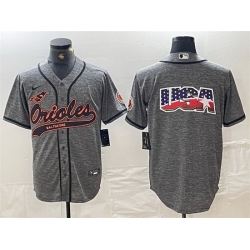 Men Baltimore Orioles Gray Team Big Logo Cool Base Stitched Jersey 3