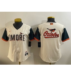 Women Baltimore Orioles Team Big Logo Natural 2026 City Connect Stadium Stitched Baseball Jersey   001