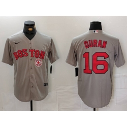 Men Boston Red Sox 16 Jarren Duran Grey Stitched Baseball Jersey 1