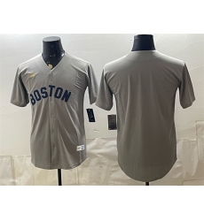 Men Boston Red Sox Blank Grey Cooperstown Collection Limited Stitched Baseball Jersey