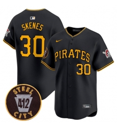 Men Pittsburgh Pirates 30 Paul Skenes Black 412 Patch Limited V3 Stitched Baseball Jersey Men Pittsburgh Pirates 30 Paul Skenes Black 412 Patch Limited V3 Stitched Baseball Jersey