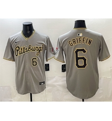 Men Pittsburgh Pirates  6 Konnor Griffin Grey Limited Stitched Baseball Jersey