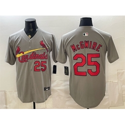 Men St  Louis Cardinals  25 Mark McGwire Grey Alternate Limited Stitched Baseball Jersey