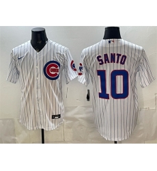 Men Chicago Cubs  10 Ron Santo White Cool Base Stitched Baseball Jersey