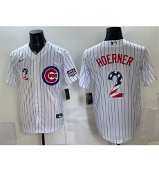 Men Chicago Cubs  2 Nico Hoerner White 2026 USA 250 Fourth of July Home Stadium Stitched Baseball Jersey