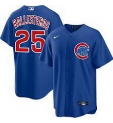 Men Chicago Cubs  25 Moises ballesteros Blue Cool Base Stitched Baseball Jersey