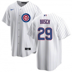 Men Chicago Cubs 29 Michael Busch White Cool Base Stitched Baseball Jersey