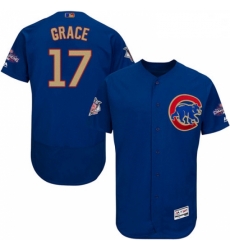 Mens Majestic Chicago Cubs 17 Mark Grace Authentic Royal Blue 2017 Gold Champion Flex Base MLB Jersey