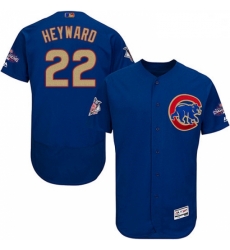 Mens Majestic Chicago Cubs 22 Jason Heyward Authentic Royal Blue 2017 Gold Champion Flex Base MLB Jersey