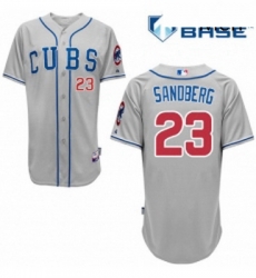 Mens Majestic Chicago Cubs 23 Ryne Sandberg Replica Grey Alternate Road Cool Base MLB Jersey