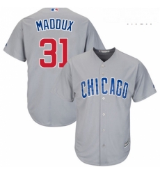 Mens Majestic Chicago Cubs 31 Greg Maddux Replica Grey Road Cool Base MLB Jersey