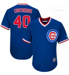 Mens Majestic Chicago Cubs 40 Willson Contreras Replica Royal Blue Cooperstown Cool Base MLB Jersey