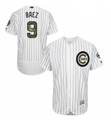 Mens Majestic Chicago Cubs 9 Javier Baez Authentic White 2016 Memorial Day Fashion Flex Base MLB Jersey