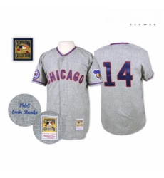 Mens Mitchell and Ness 1968 Chicago Cubs 14 Ernie Banks Authentic Grey Throwback MLB Jersey