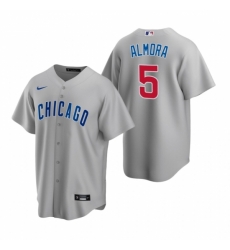 Mens Nike Chicago Cubs 5 Albert Almora Jr Gray Road Stitched Baseball Jersey