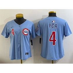 Women Chicago Cubs 4 PCA Blue Limited Stitched Jersey 28Run Small 29