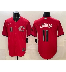 Men Cincinnati Reds  11 Barry Larkin Red 2026 City Connect Stadium Stitched Baseball Jersey