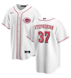 Men Cincinnati Reds 37 Tyler Stephenson White Cool Base Stitched Baseball Jersey