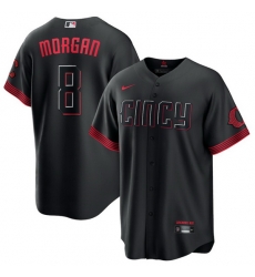 Men Cincinnati Reds 8 Joe Morgan Black 2023 City Connect Stitched Jersey