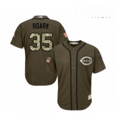 Mens Cincinnati Reds 35 Tanner Roark Authentic Green Salute to Service Baseball Jersey 