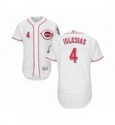 Mens Cincinnati Reds 4 Jose Iglesias White Home Flex Base Authentic Collection Baseball Jersey