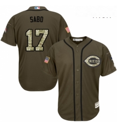 Mens Majestic Cincinnati Reds 17 Chris Sabo Replica Green Salute to Service MLB Jersey