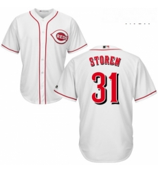 Mens Majestic Cincinnati Reds 31 Drew Storen Replica White Home Cool Base MLB Jersey