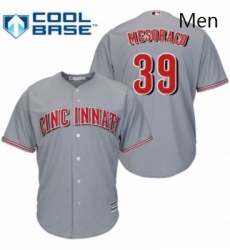 Mens Majestic Cincinnati Reds 39 Devin Mesoraco Replica Grey Road Cool Base MLB Jersey