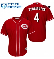 Mens Majestic Cincinnati Reds 4 Cliff Pennington Replica Red Alternate Cool Base MLB Jersey 