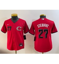 Youth Cincinnati Reds  27 Sal Stewart Red 2026 City Connect Stadium Stitched Baseball Jersey