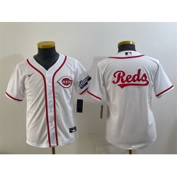 Youth Cincinnati Reds Team Big Logo White 2025 Speedway Classic Stitched Baseball Jersey