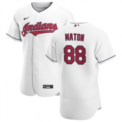 Men Cleveland Indians 88 Phil Maton Men Nike White Home 2020 Flex Base Team MLB Jersey