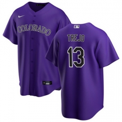 Men Colorado Rockies 13 Alan Trejo Purple Stitched Baseball Jersey