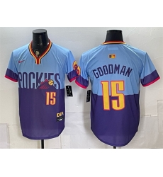 Men Colorado Rockies  15 Hunter Goodman Purple Light Blue 2025 City Connect Limited Stitched Baseball Jersey